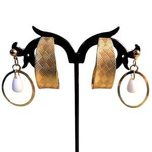 2 Vintage Sets of Earrings*  Golden 3/4 Loops & Faux Pearl in Loop